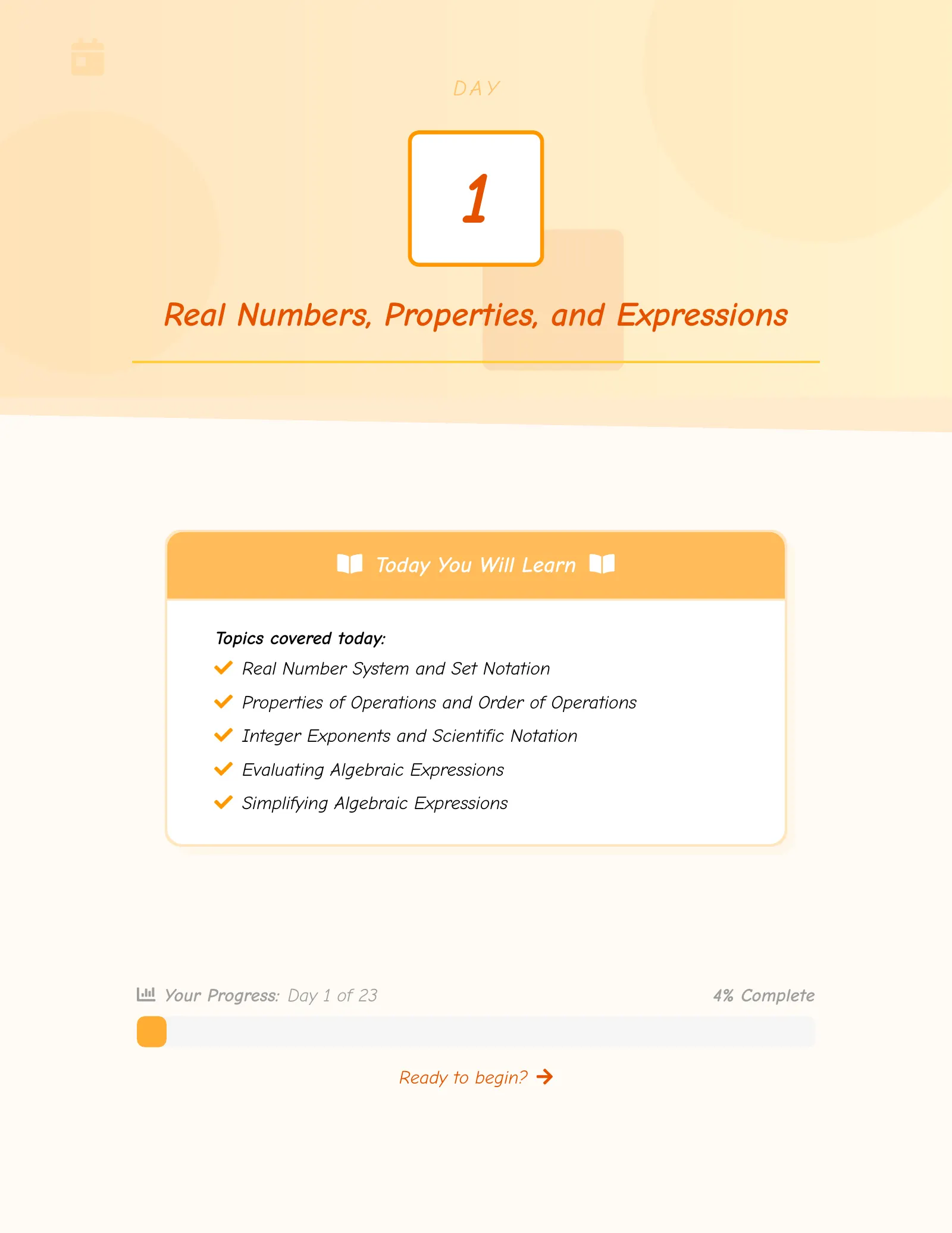 Representative ViewMath book learning or practice page