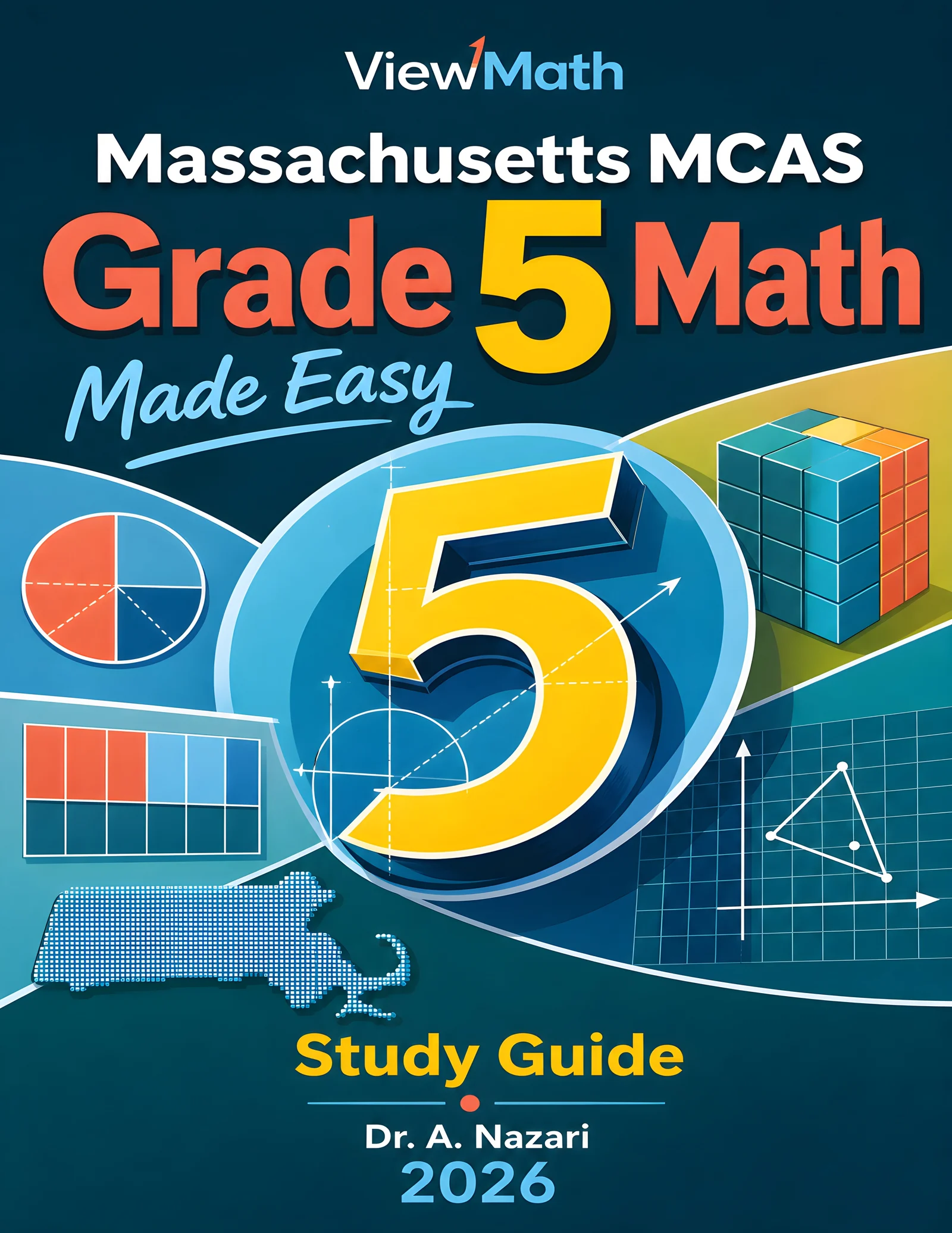 Massachusetts MCAS Grade 5 Math Learn & Test Bundle: 7 Books & 25 Tests