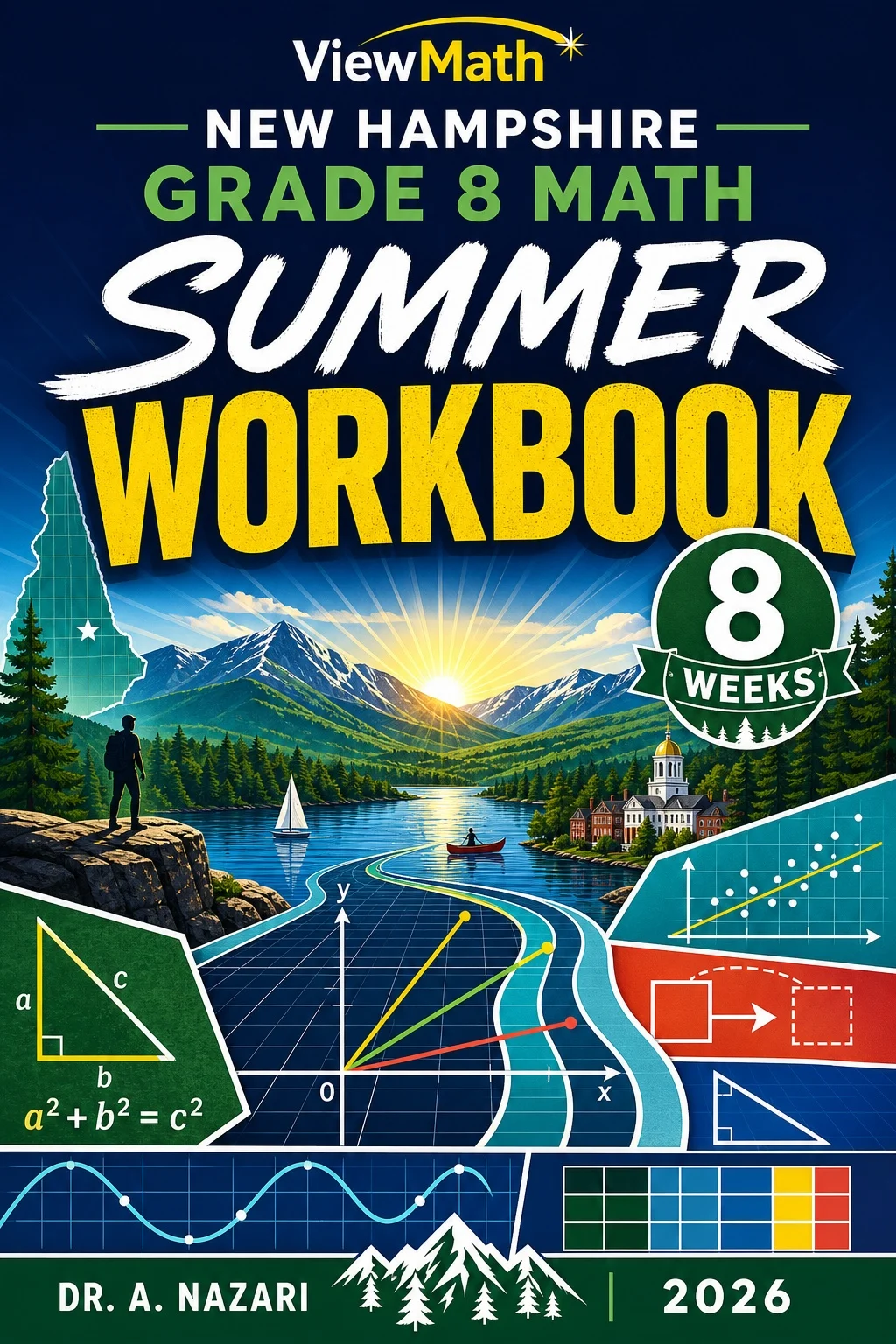 New Hampshire NH SAS Grade 8 Math Summer Review Workbook