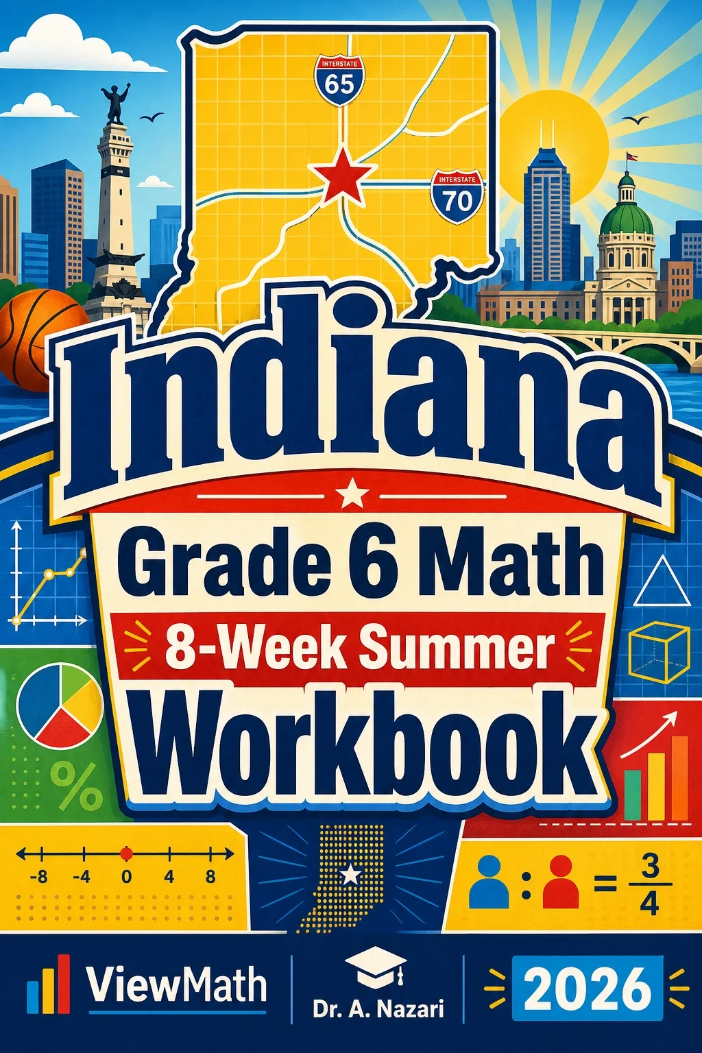 Indiana ILEARN Grade 6 Math Summer Review Workbook