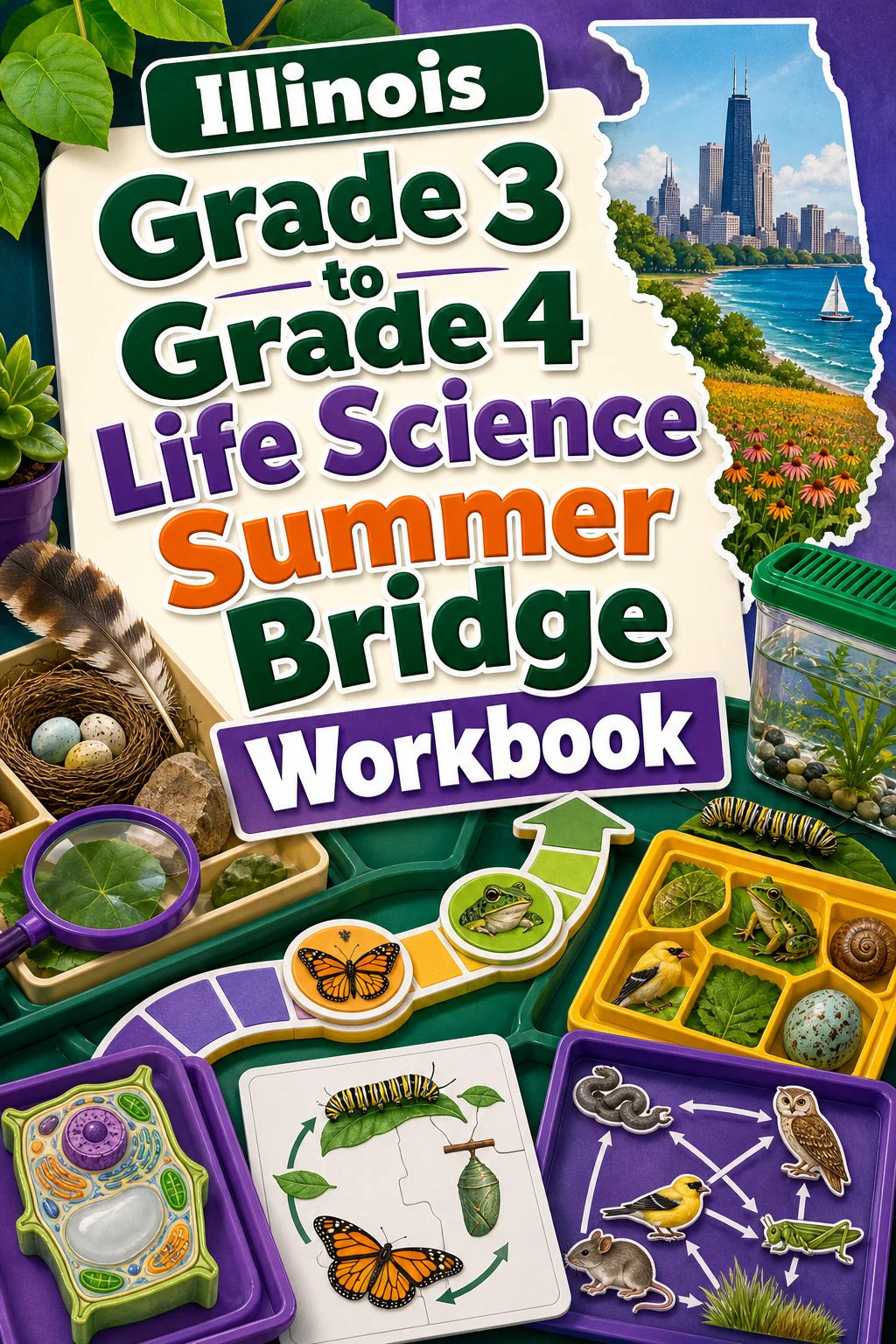 Illinois Grade 3 to Grade 4 Life Science Summer Bridge Workbook