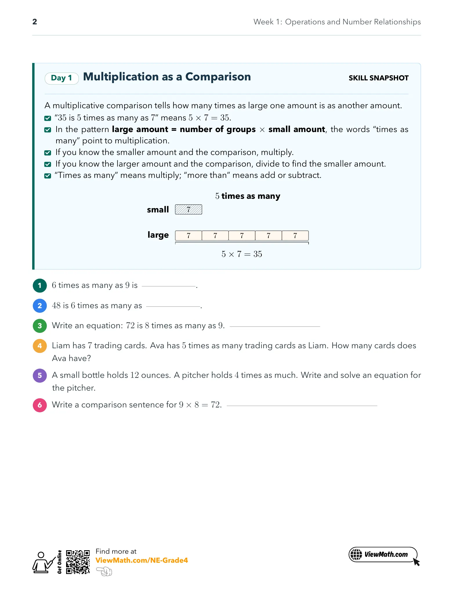 Representative ViewMath book learning or practice page