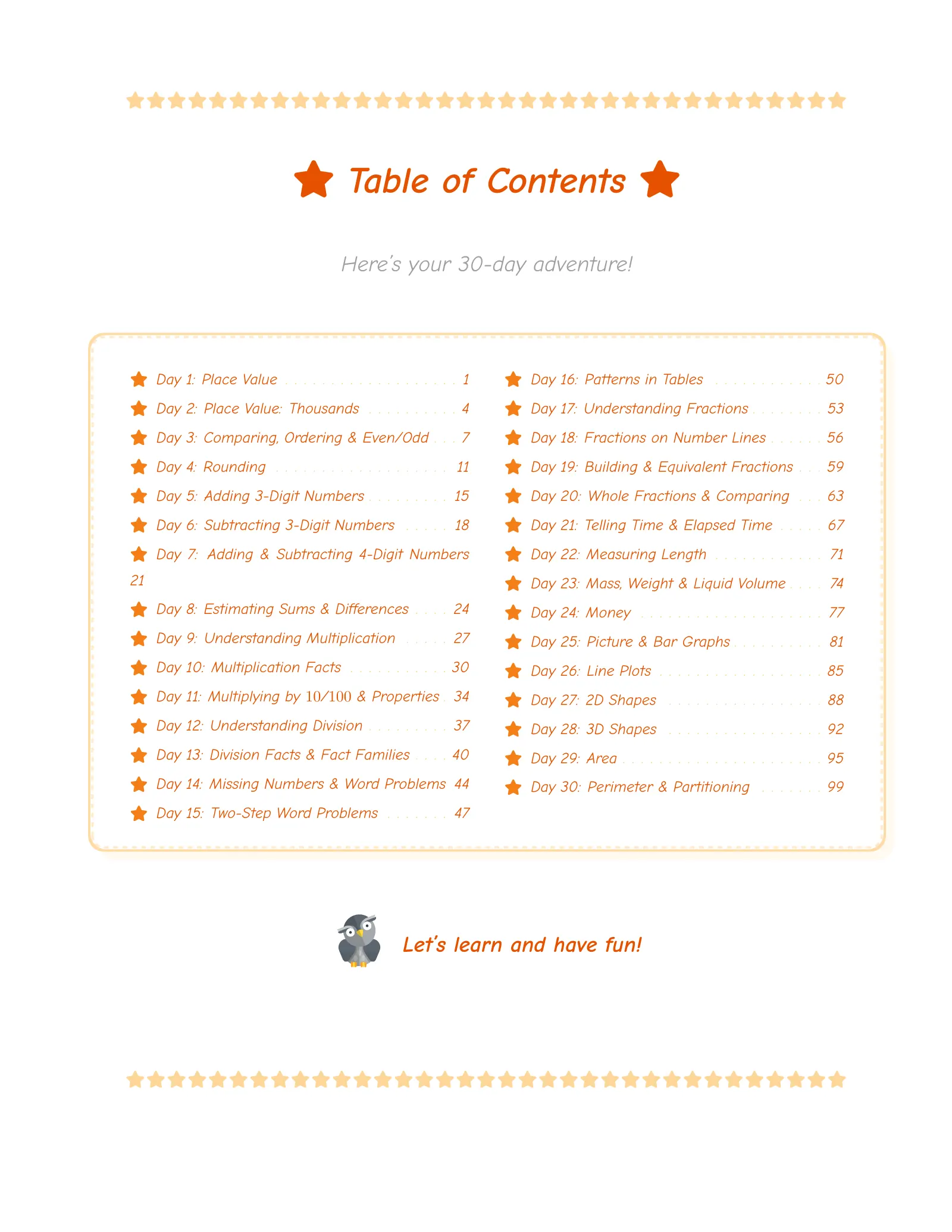 ViewMath book table of contents page