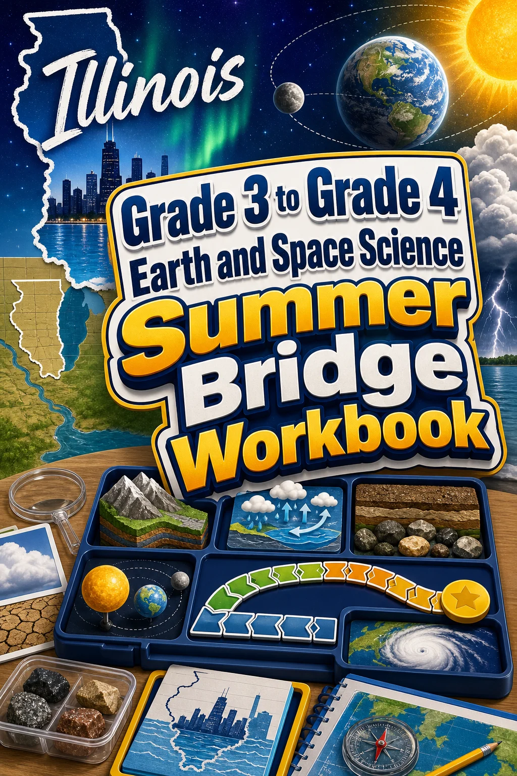 Illinois Grade 3 to Grade 4 Earth and Space Science Summer Bridge Workbook