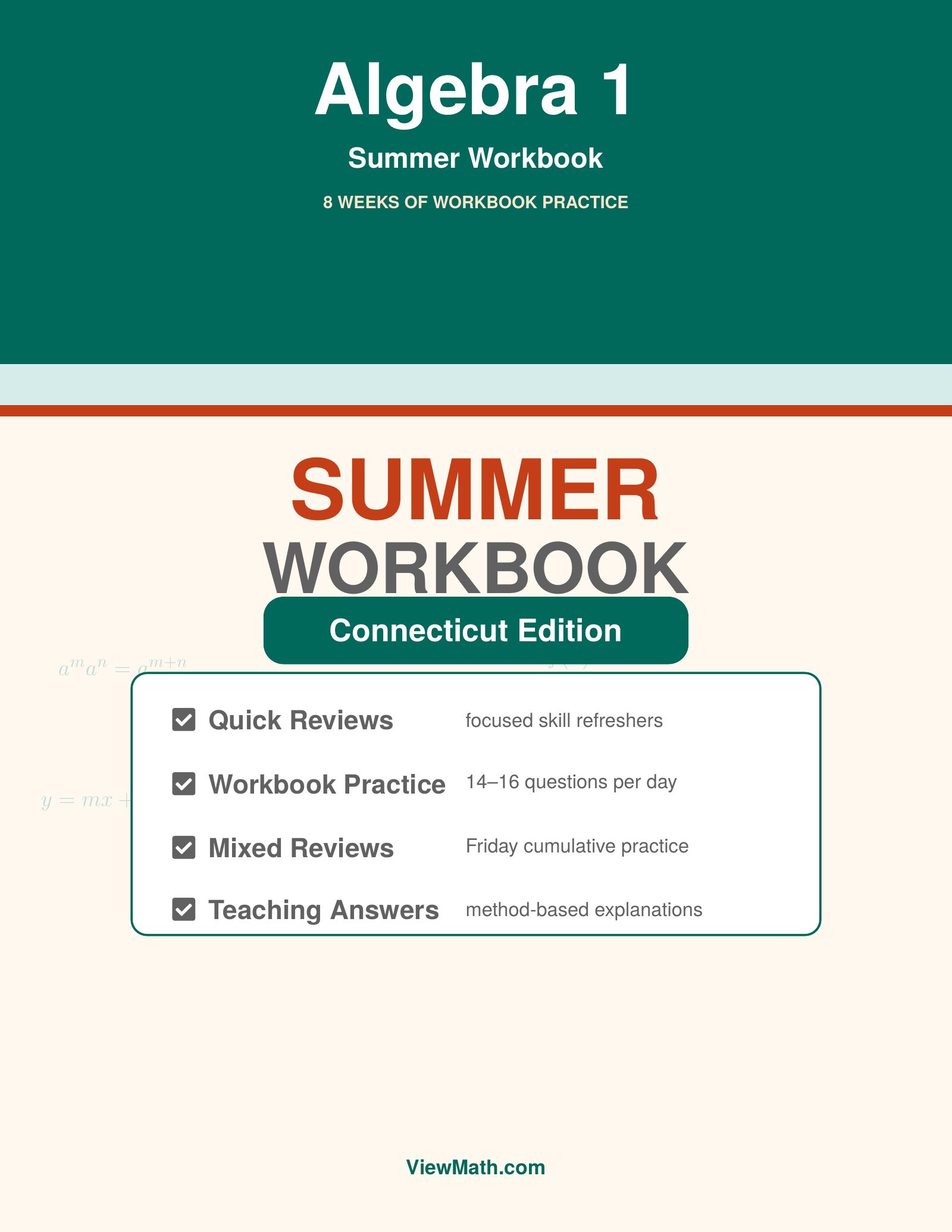 Connecticut SBAC Algebra 1 Summer Workbook