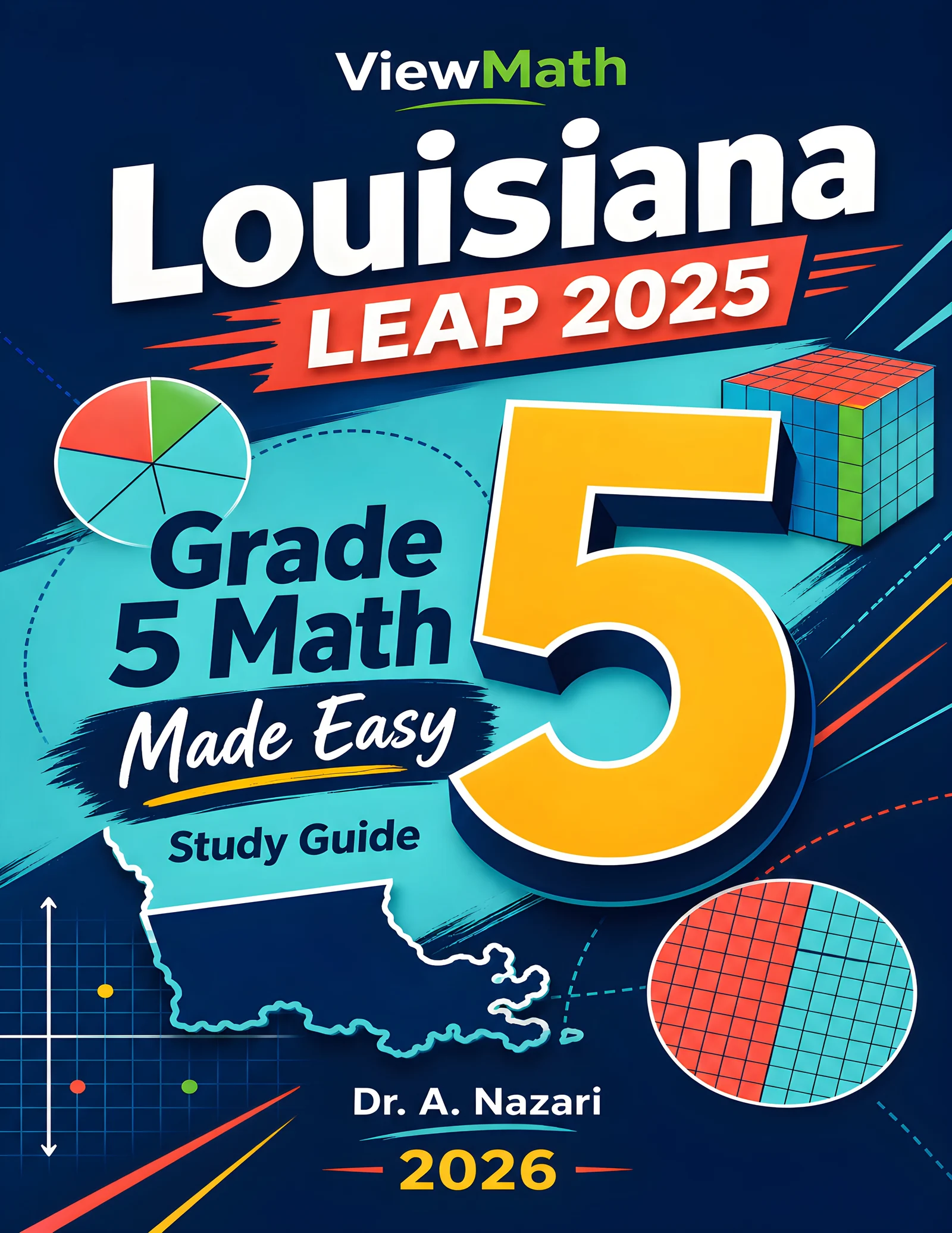 Louisiana LEAP 2025 Grade 5 Math Learn & Test Bundle: 7 Books & 25 Tests