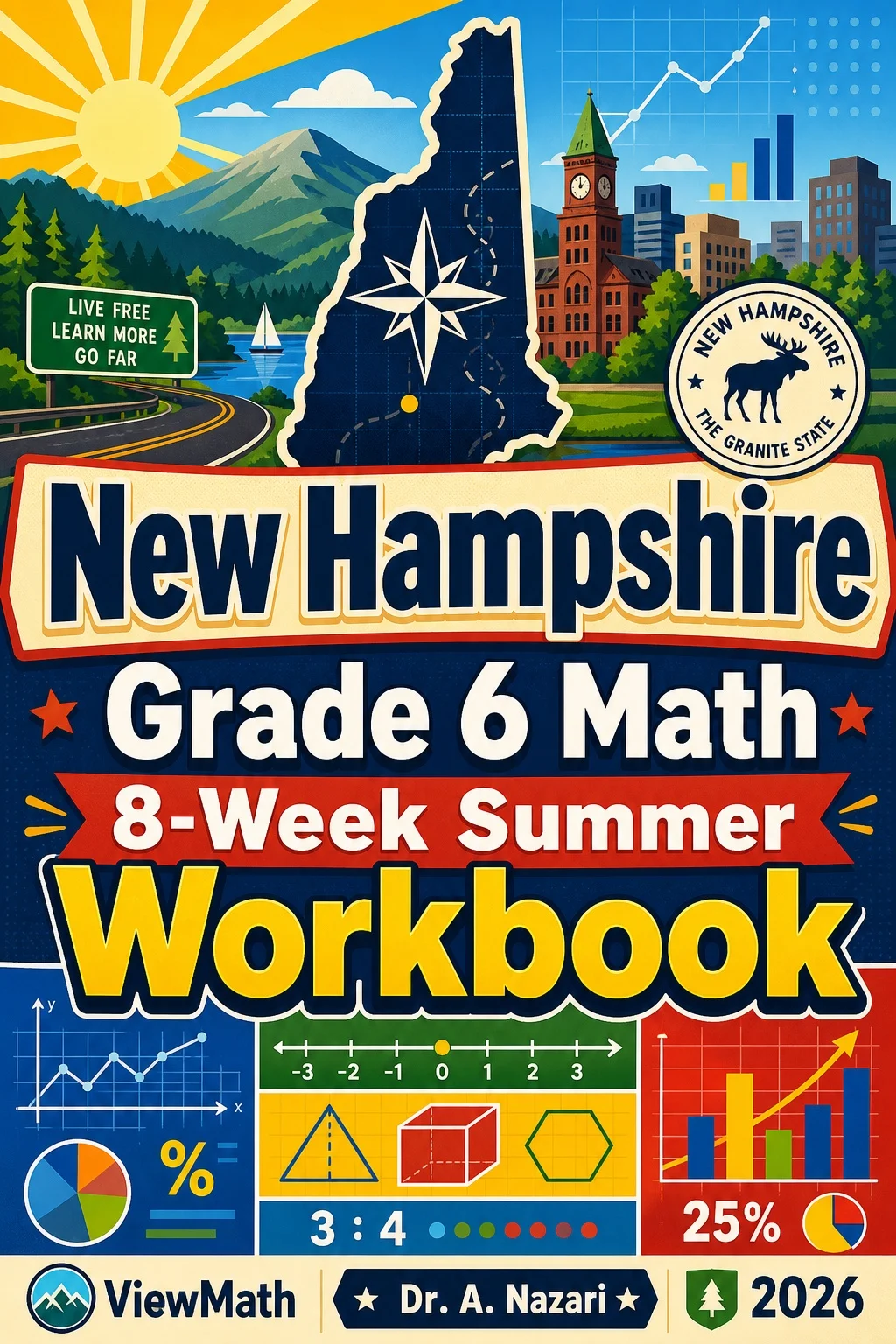 New Hampshire NH SAS Grade 6 Math Summer Review Workbook