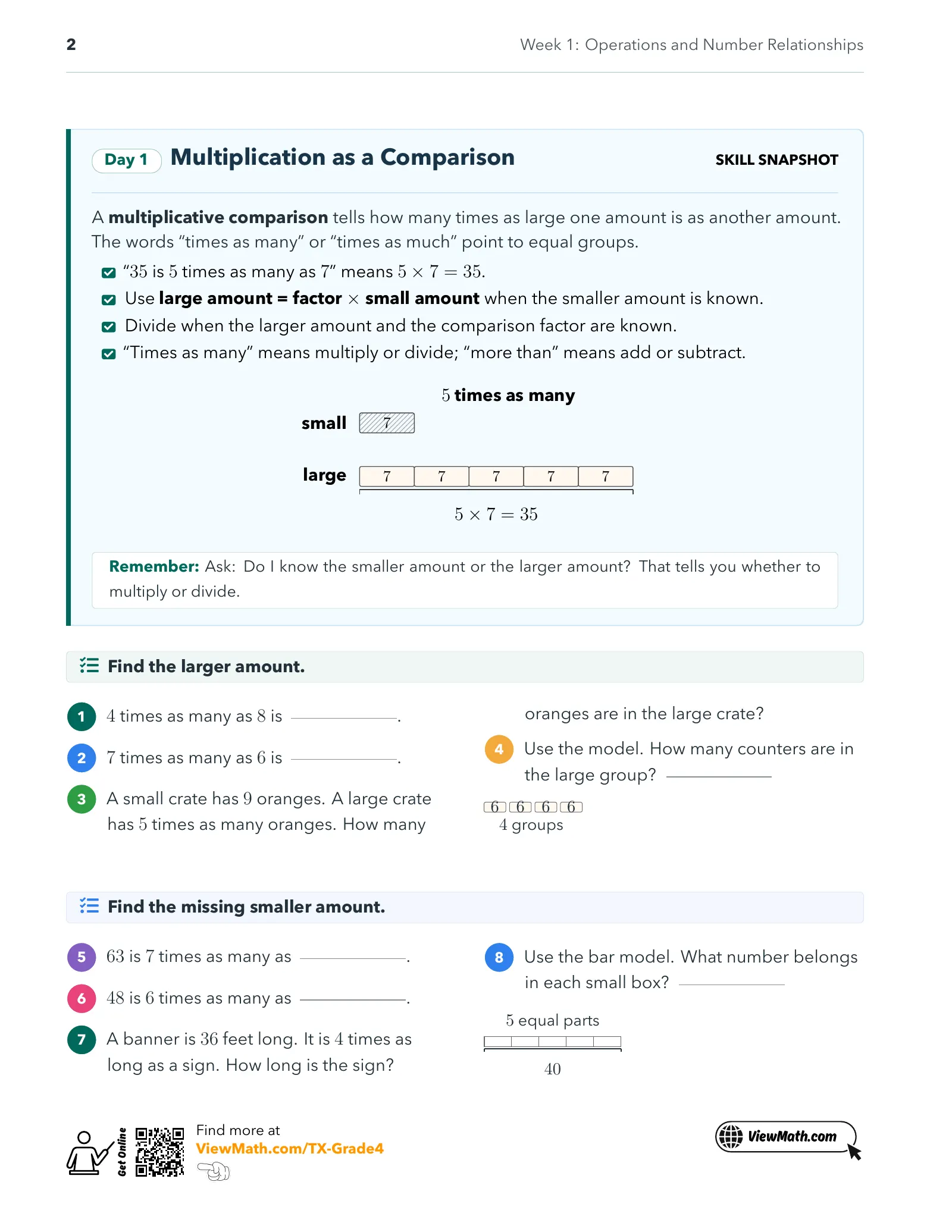 Representative ViewMath book learning or practice page