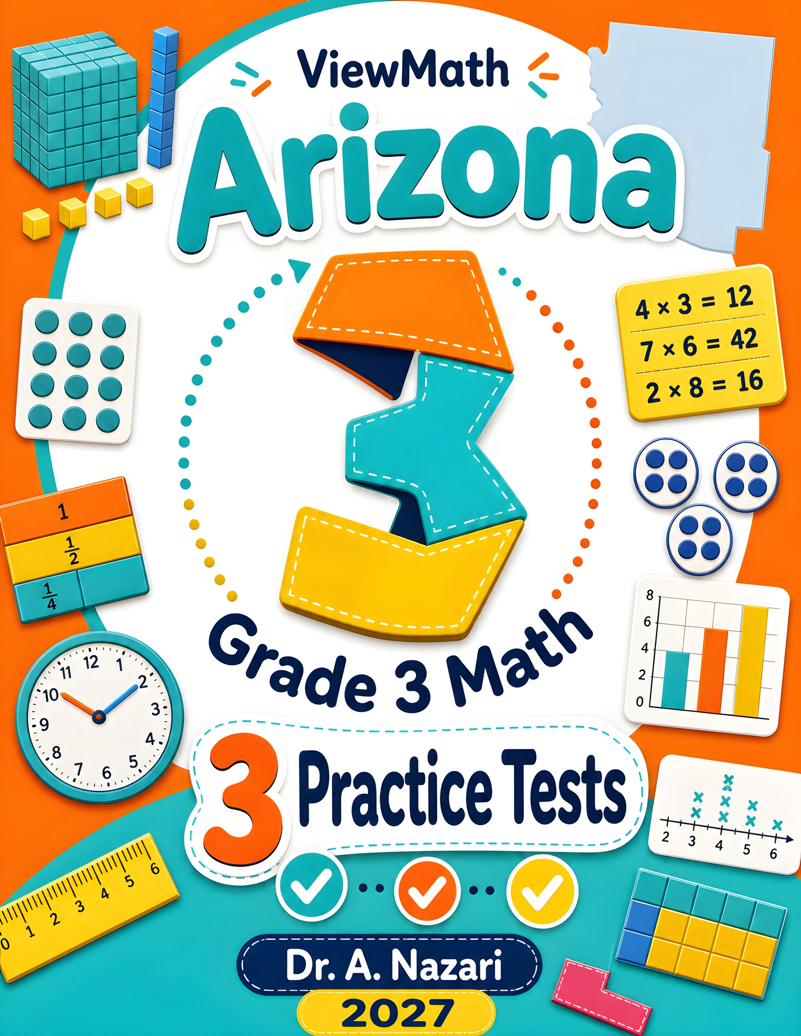 Arizona AASA Grade 4 Math Practice Tests Bundle: 25 Unique Full-Length Tests