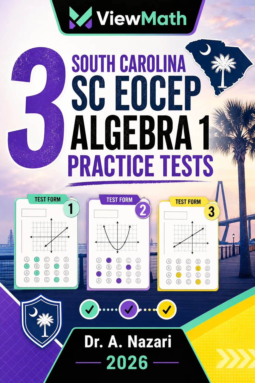 3 South Carolina SC EOCEP Algebra 1 Math Practice Tests