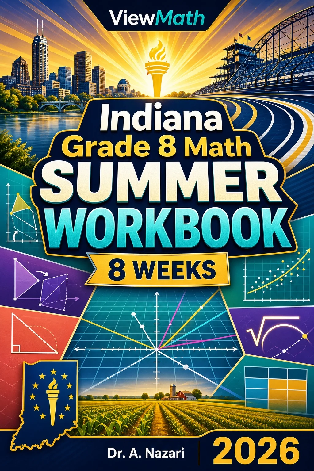Indiana ILEARN Grade 8 Math Summer Review Workbook