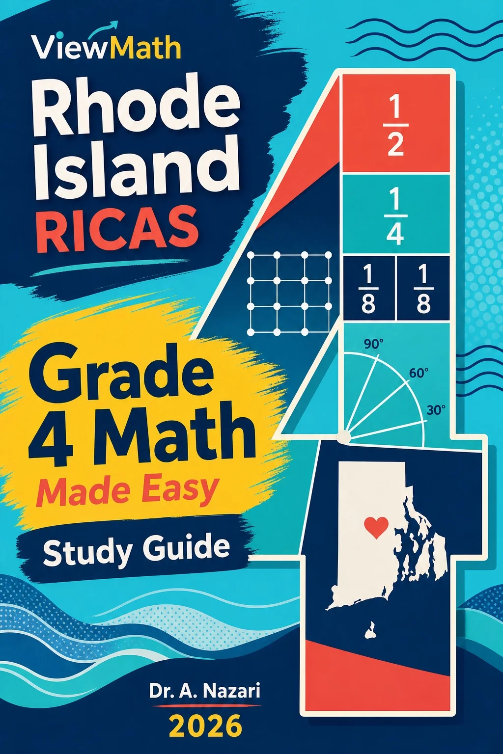 Rhode Island RICAS Grade 4 Math Learn & Test Bundle: 7 Books & 25 Tests