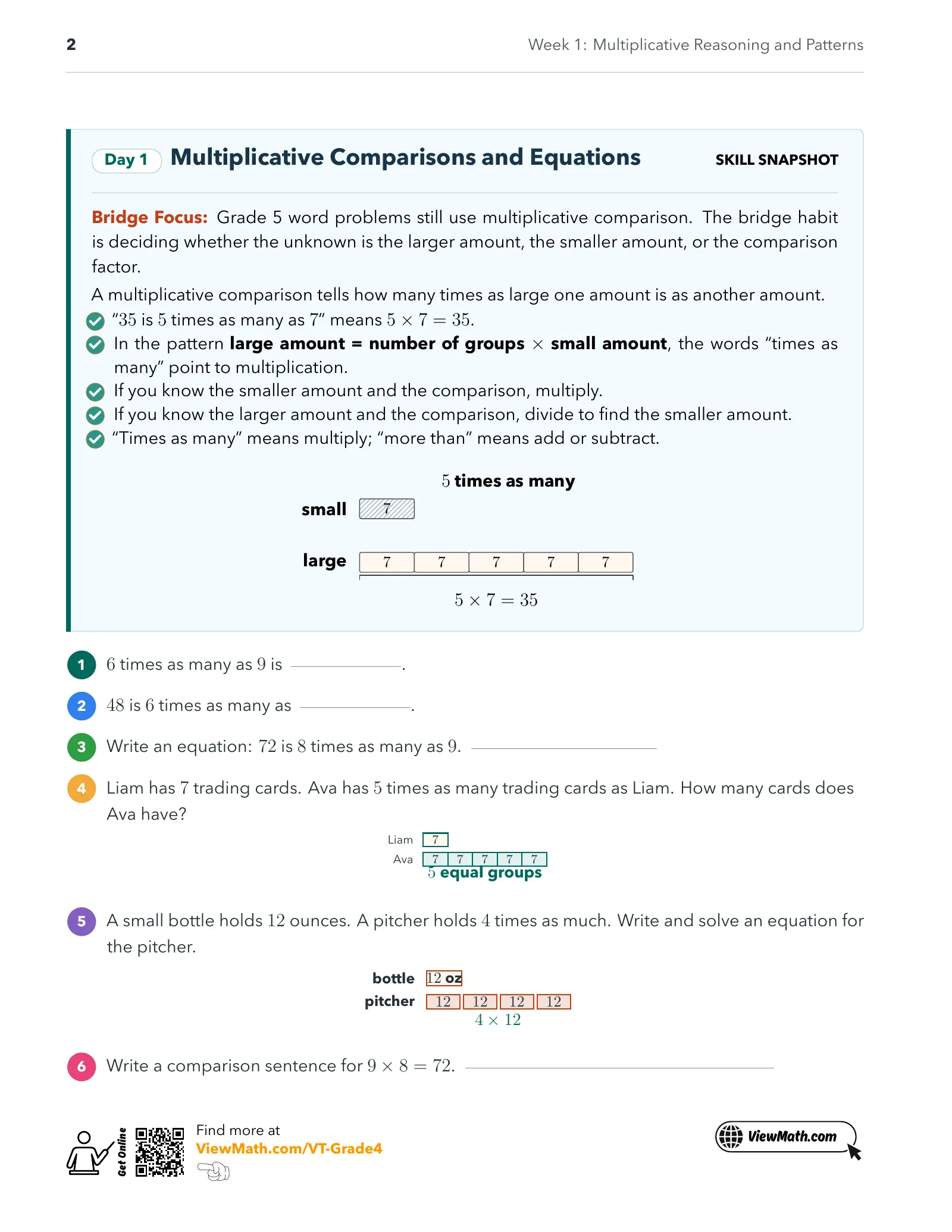 Representative ViewMath book learning or practice page