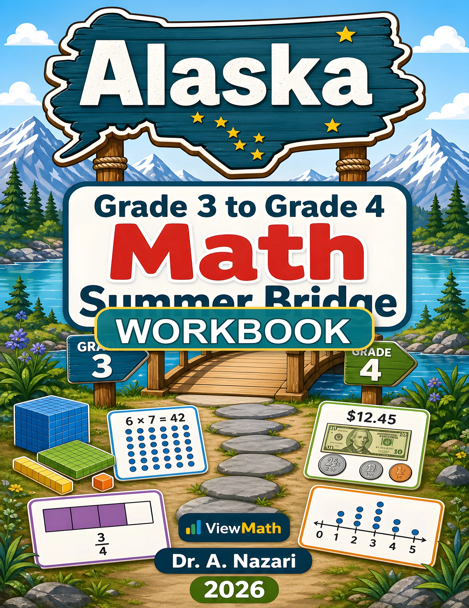 Alaska AK STAR Grade 3 Math Summer Bridge Workbook