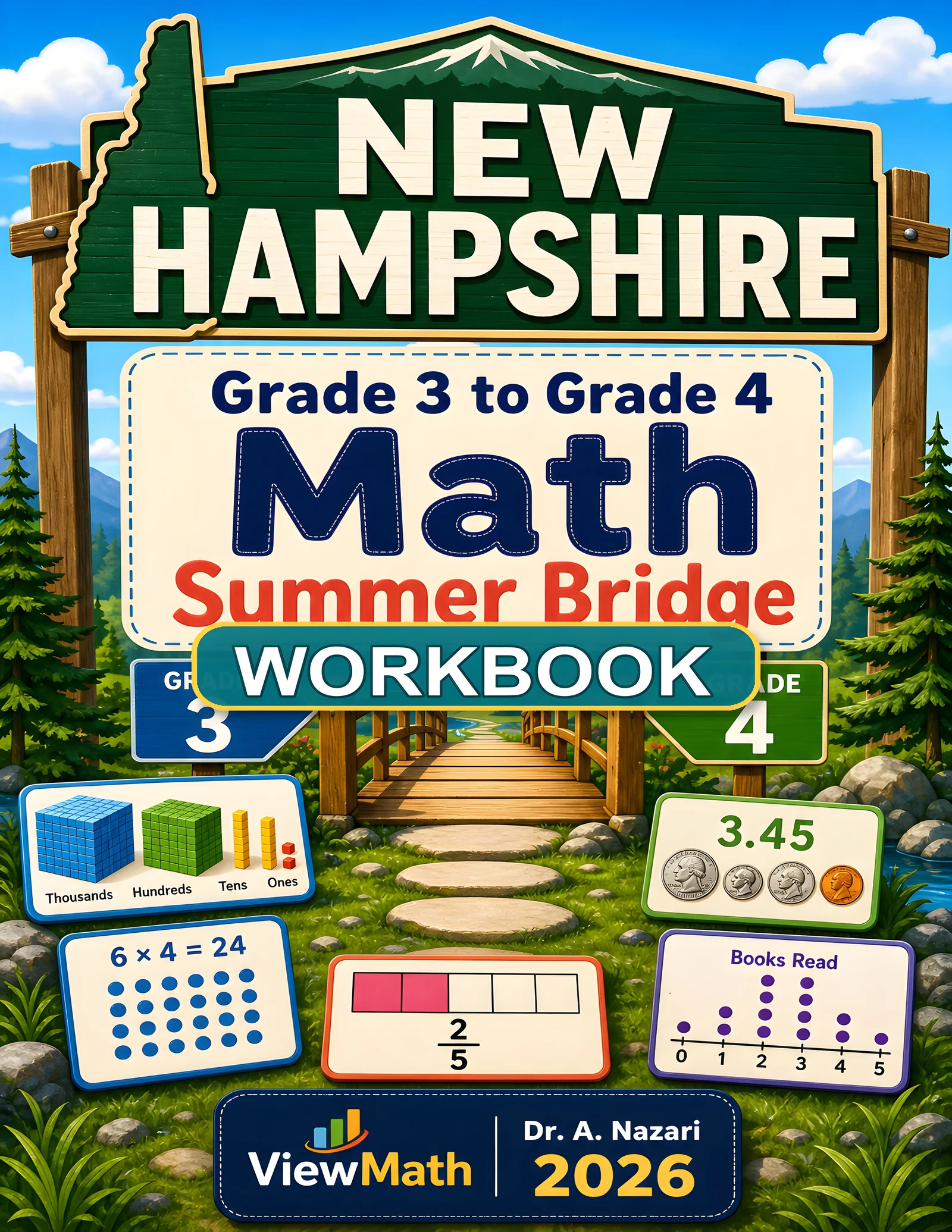 New Hampshire NH SAS Grade 3 Math Summer Bridge Workbook