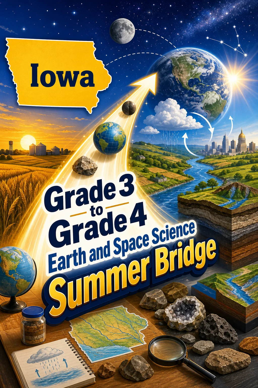 Iowa Grade 3 to Grade 4 Earth and Space Science Summer Bridge