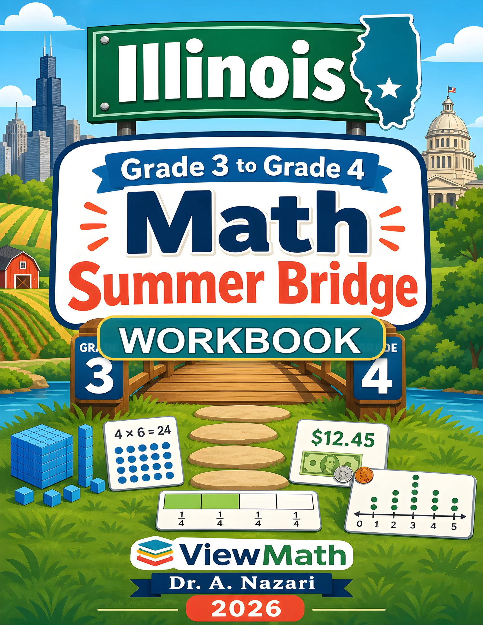 Illinois IAR Grade 3 Math Summer Bridge Workbook