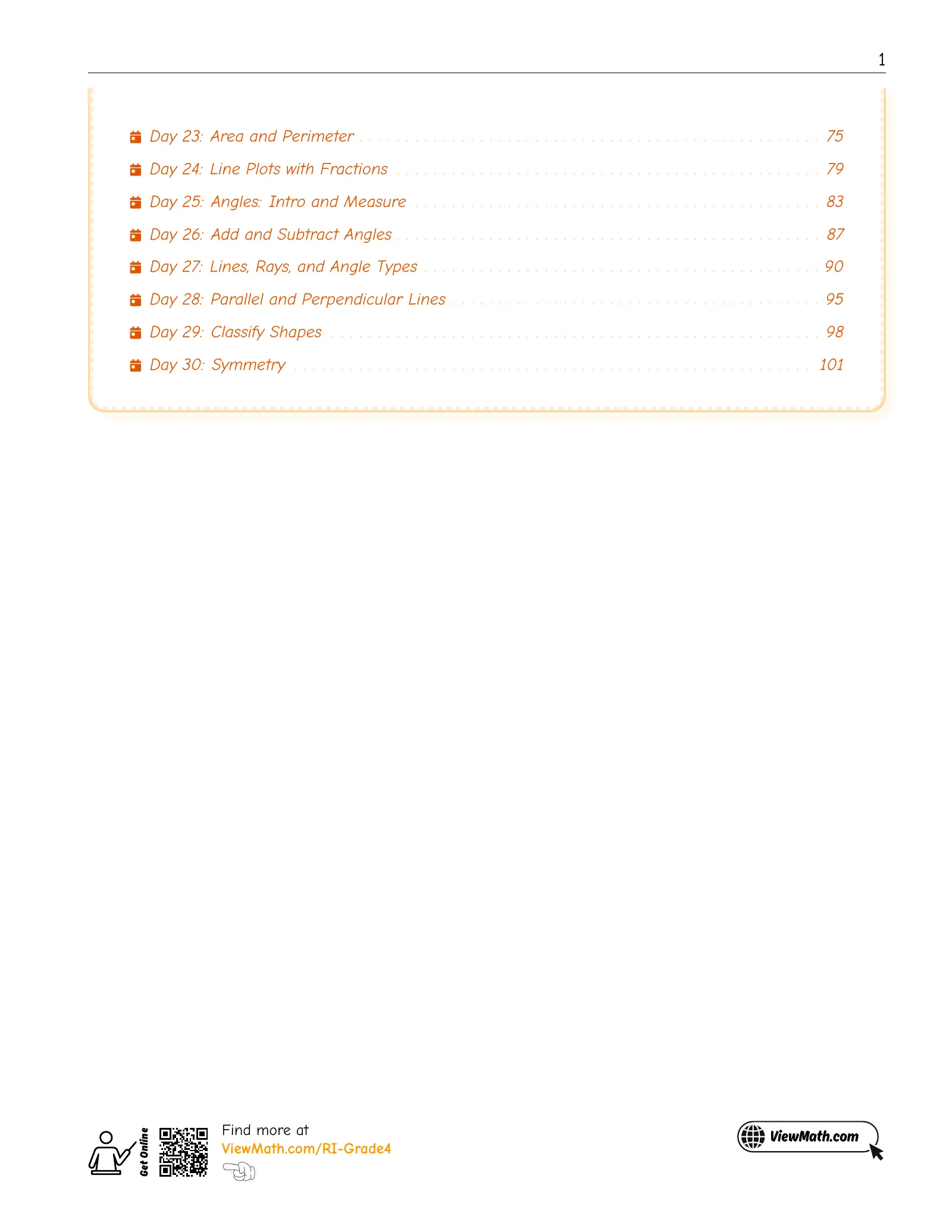 Representative ViewMath book learning or practice page