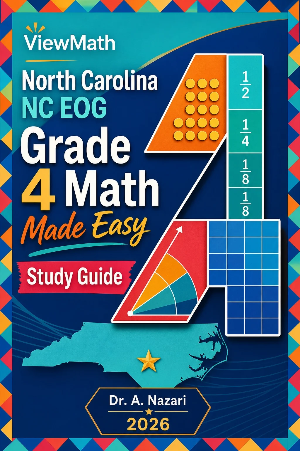 North Carolina NC EOG Grade 4 Math Learn & Test Bundle: 7 Books & 25 Tests