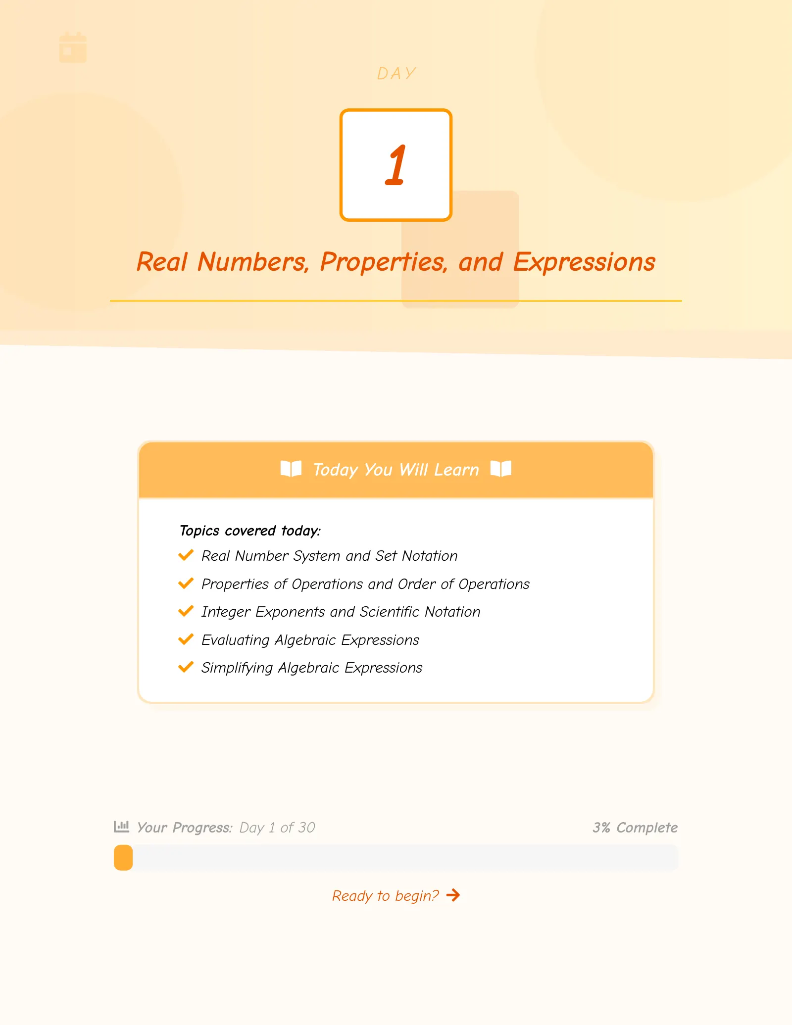Representative ViewMath book learning or practice page