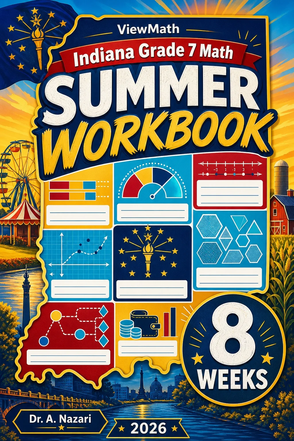 Indiana ILEARN Grade 7 Math Summer Review Workbook