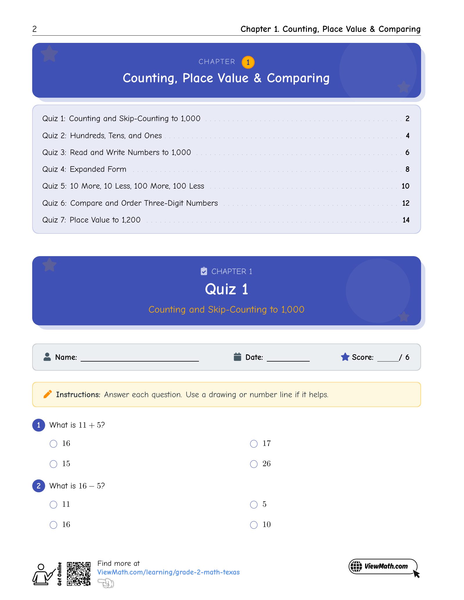 Representative ViewMath book learning or practice page