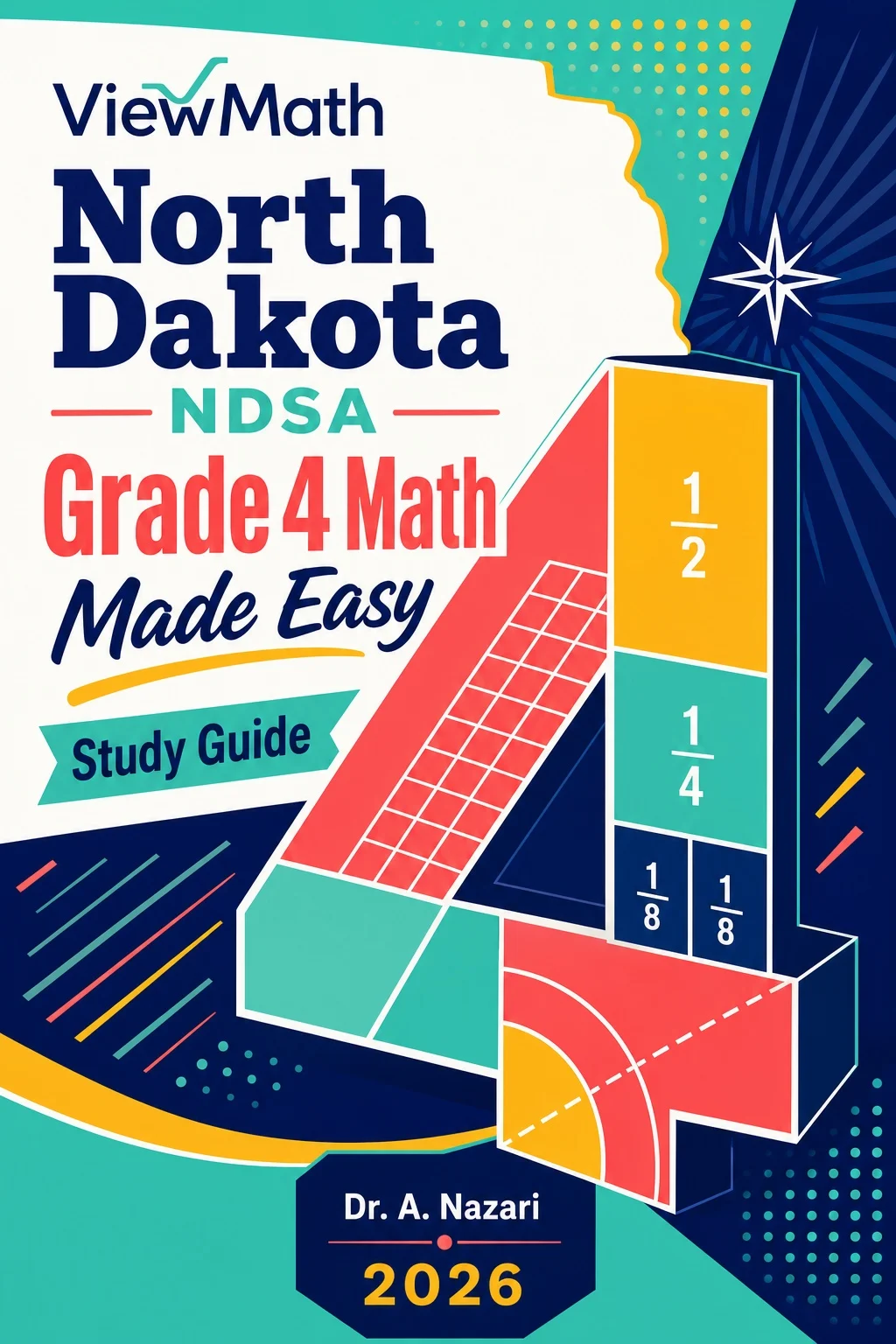 North Dakota NDSA Grade 4 Math Learn & Test Bundle: 7 Books & 25 Tests