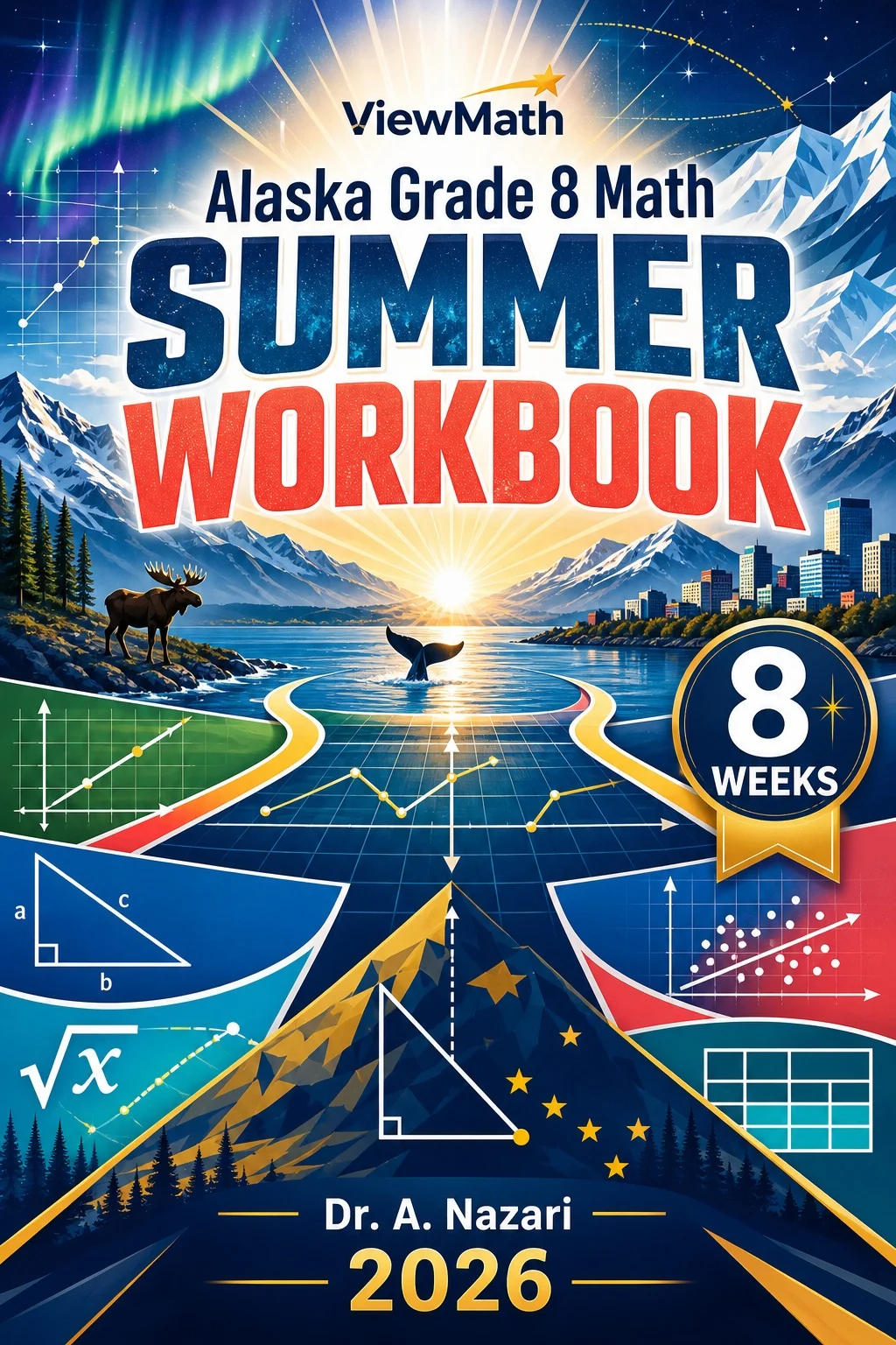 Alaska AK STAR Grade 8 Math Summer Review Workbook