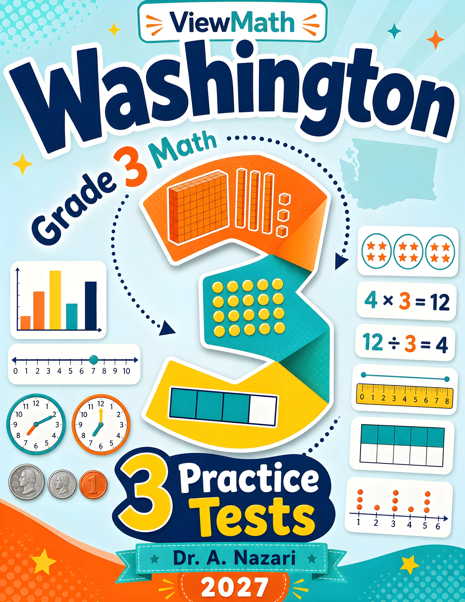 Washington SBA Grade 4 Math Practice Tests Bundle: 25 Unique Full-Length Tests