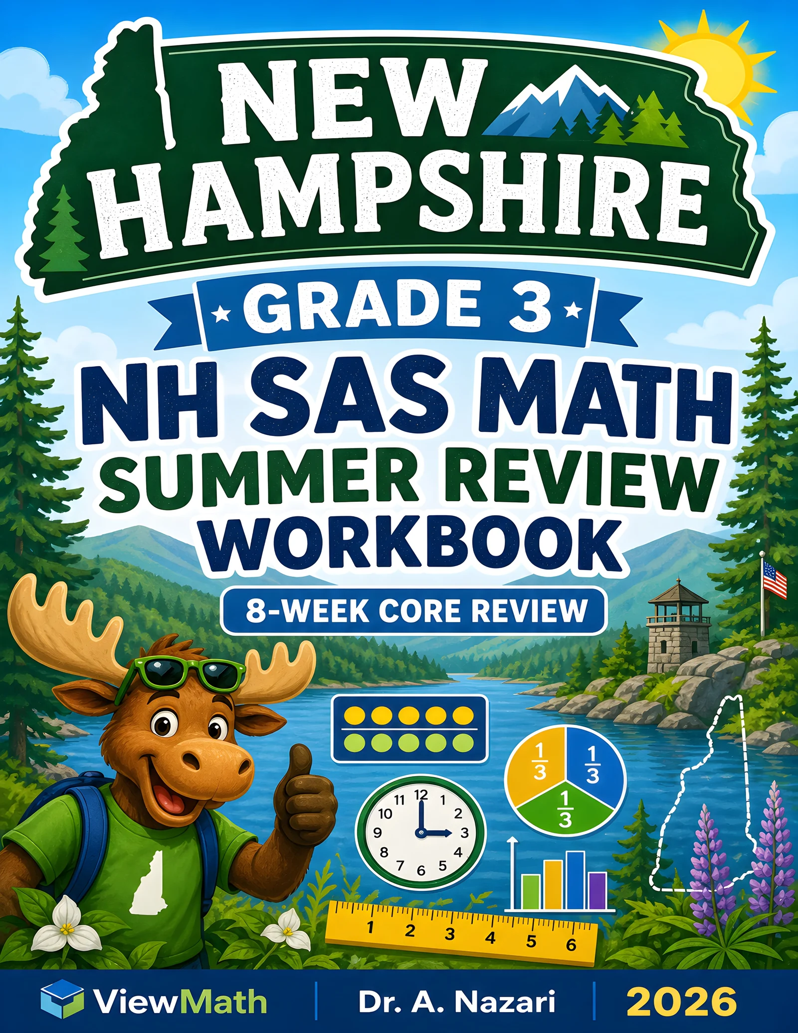 New Hampshire NH SAS Grade 3 Math Summer Review Workbook