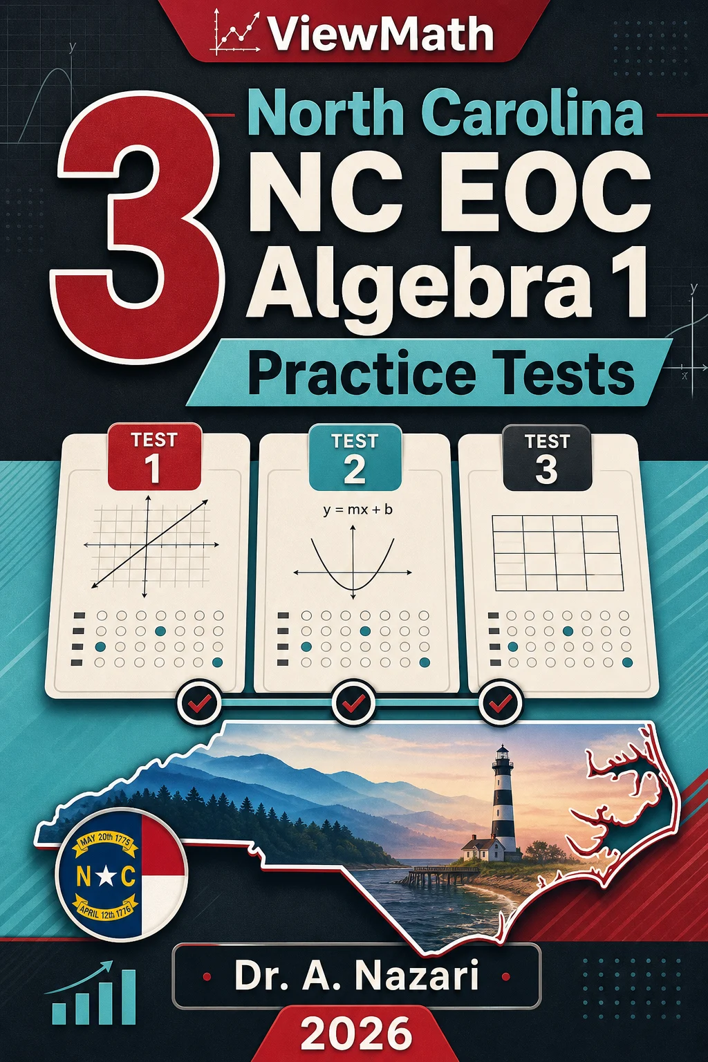 3 North Carolina NC EOC Algebra 1 Math Practice Tests